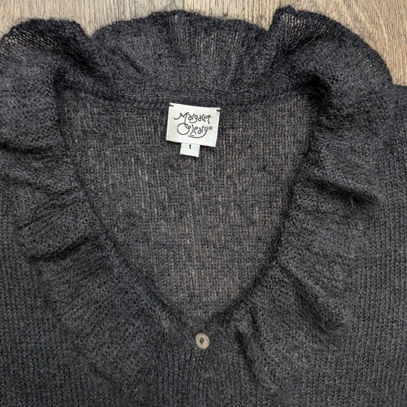 Margaret O'Leary Black Ruffle Flare Sleeve Button Cardigan Size 1 (XS/S) Mohair - Picture 10 of 16